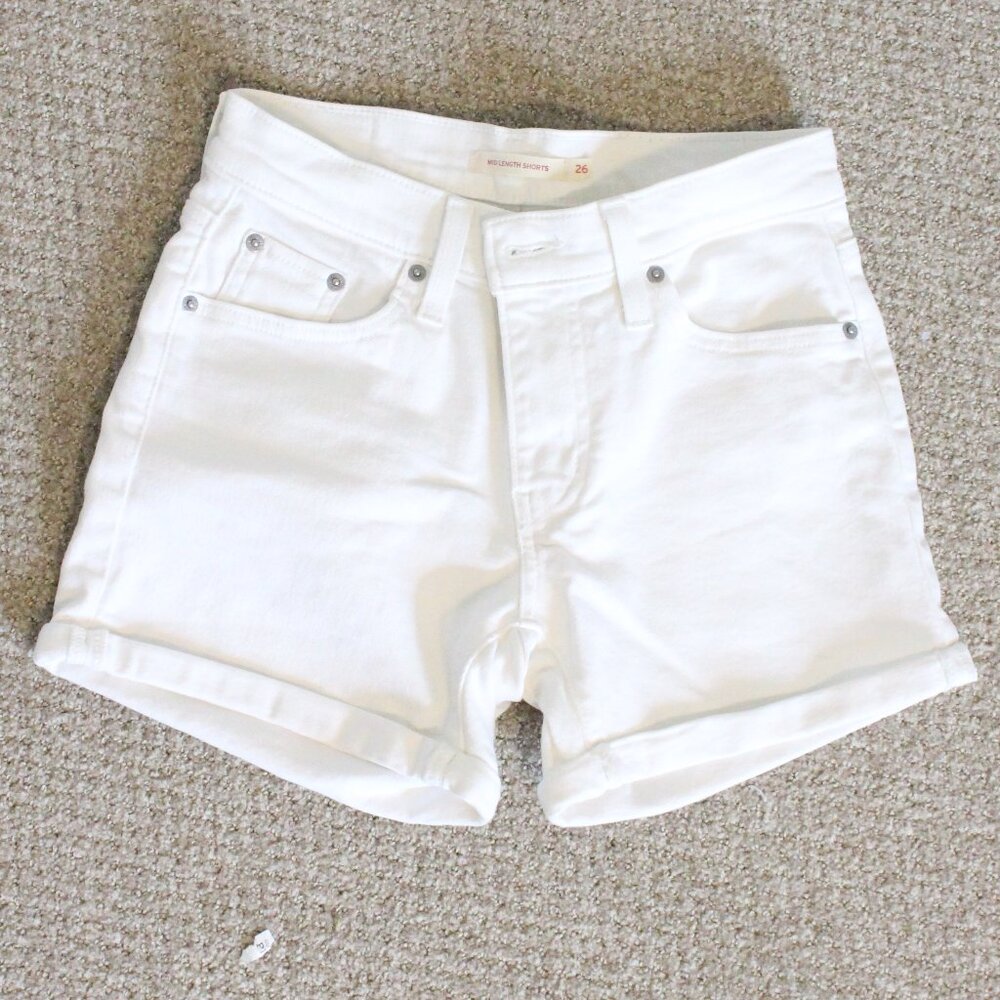 Levi's White Jean Mid-Length Shorts